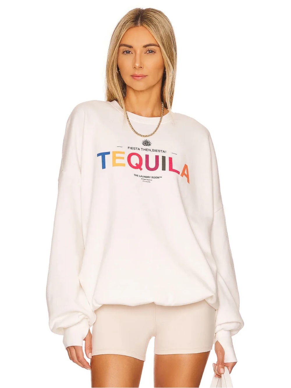 The Laundry Room White 'TEQUILA' Multicolor Graphic Sweatshirt
